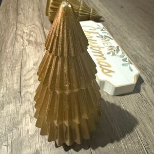 Set of two Gold Holiday Tree candles